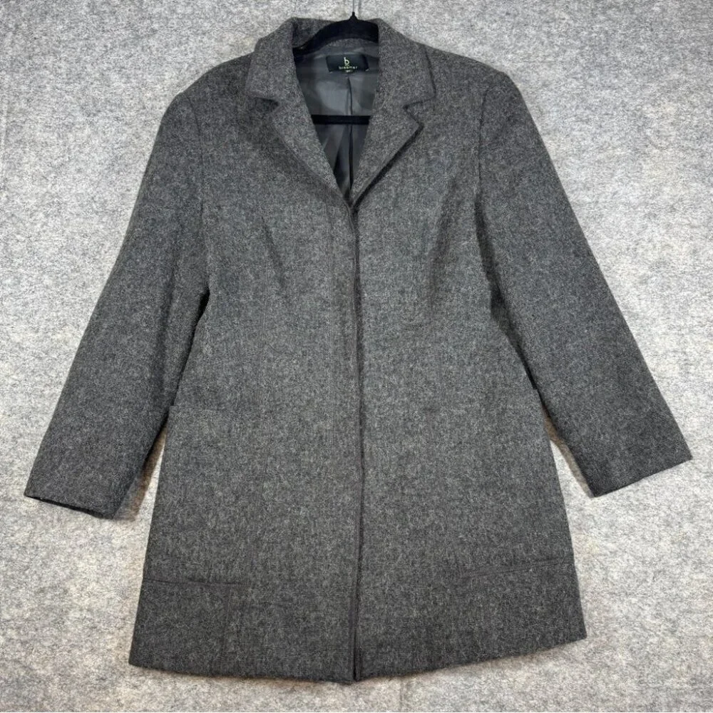 Vintage Braemar Grey Wool Blend Blazer Jacket Size 6P Minimalist Classic Luxury